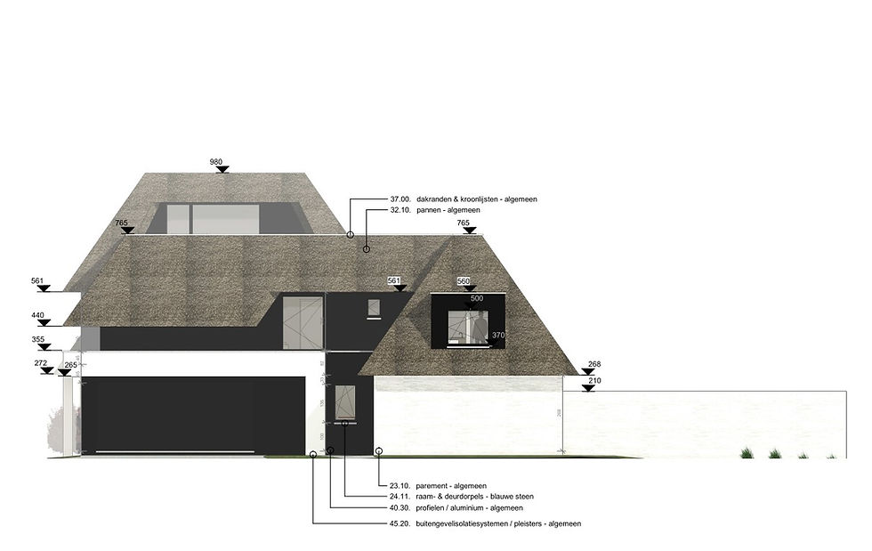 Thumbnail: Zijgevel links hedendaagse klassevol villa Knokse stijl architect BART meer Keerbergen