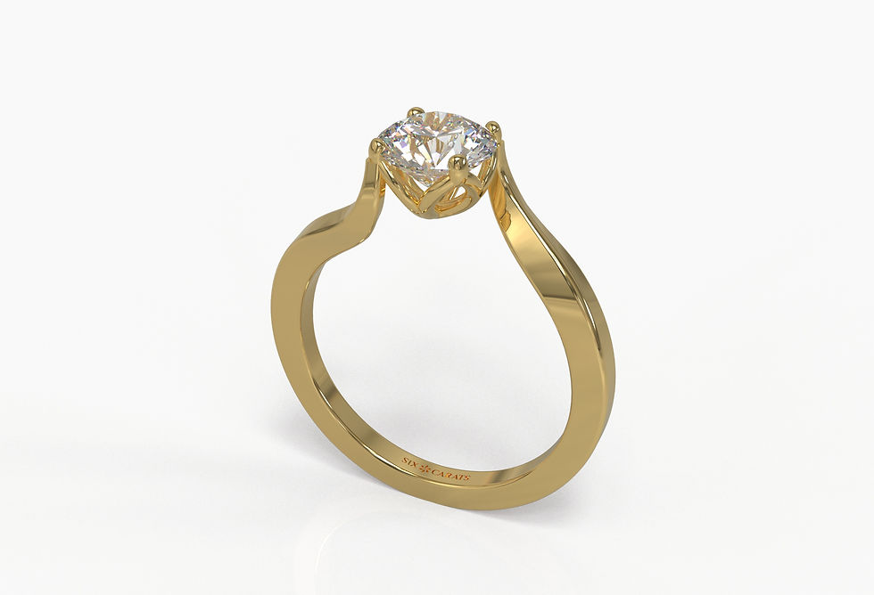 Thumbnail: The Poppy - Round Brilliant Solitaire Ring with a twist
