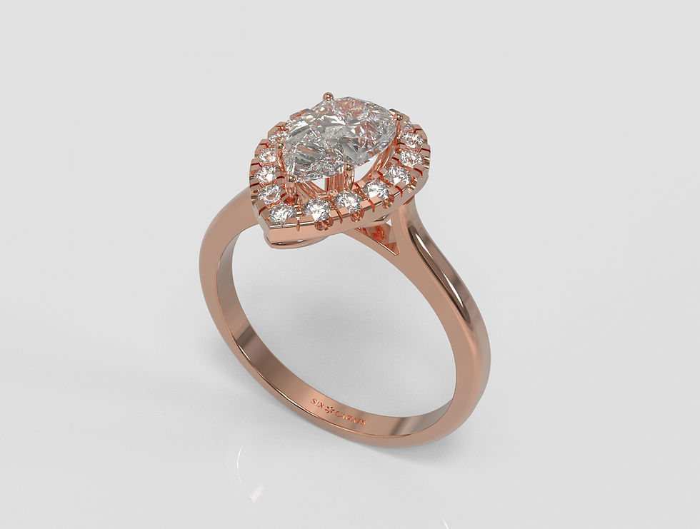 Thumbnail: The Elle - Pear Cut Diamond Ring with Halo