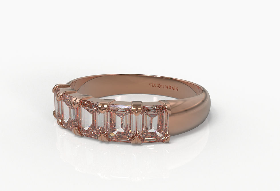 Thumbnail: The Isla - Five Stone Diamond Emerald Cut Anniversary Band