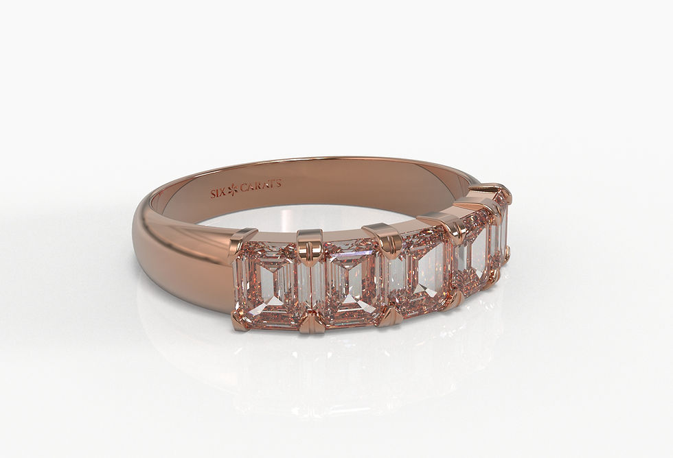 Thumbnail: The Isla - Five Stone Diamond Emerald Cut Anniversary Band