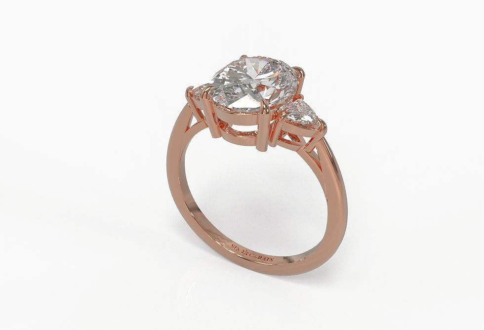 Thumbnail: The Chloe - Oval Cut Solitaire with Pear Cut Side Diamonds
