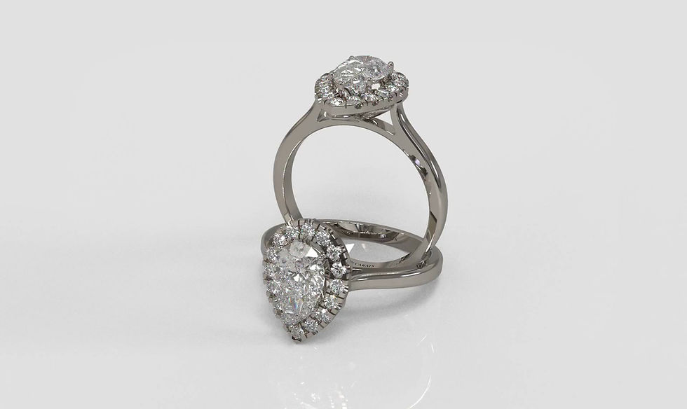 Thumbnail: The Elle - Pear Cut Diamond Ring with Halo