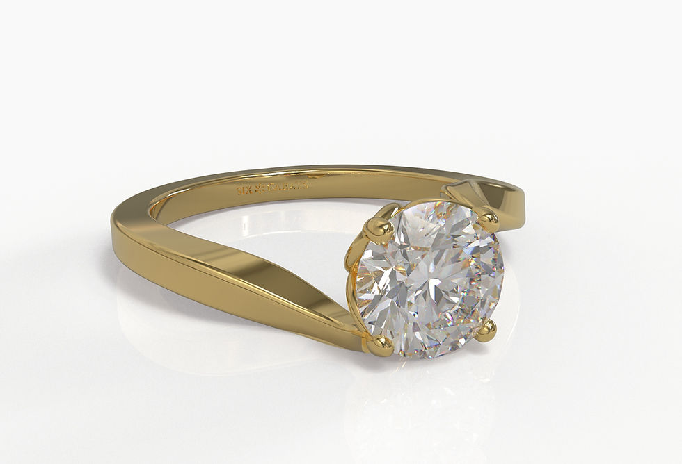 Thumbnail: The Poppy - Round Brilliant Solitaire Ring with a twist