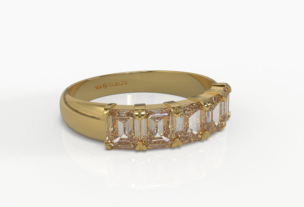Thumbnail: The Isla - Five Stone Diamond Emerald Cut Anniversary Band
