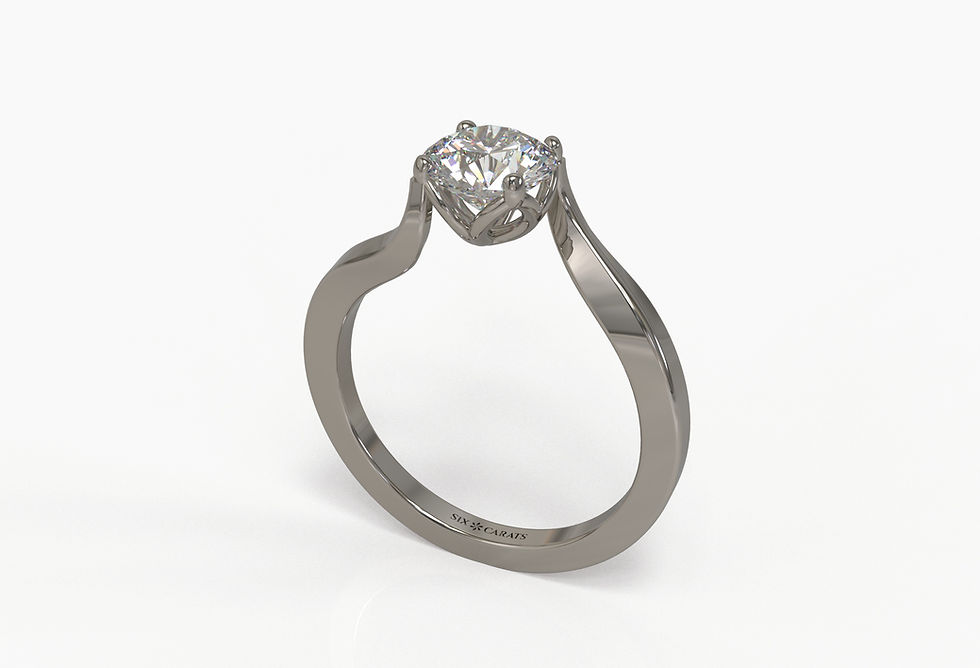 Thumbnail: The Poppy - Round Brilliant Solitaire Ring with a twist