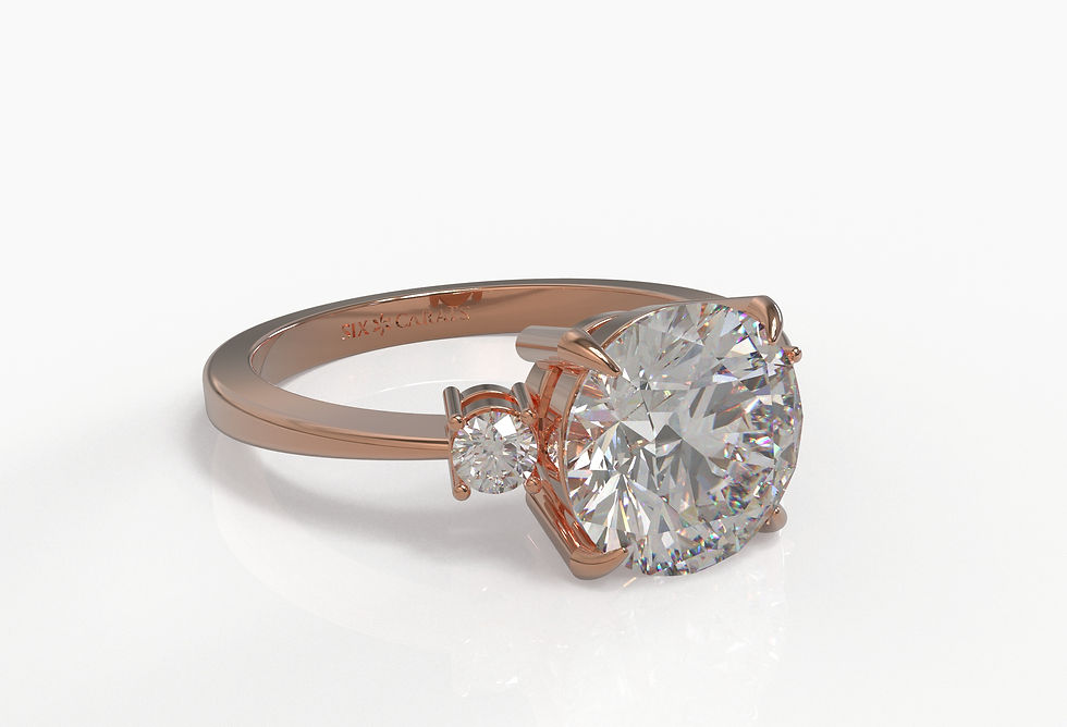 Thumbnail: The Natalie - Round Brilliant Diamond Cut with Side Stones Ring