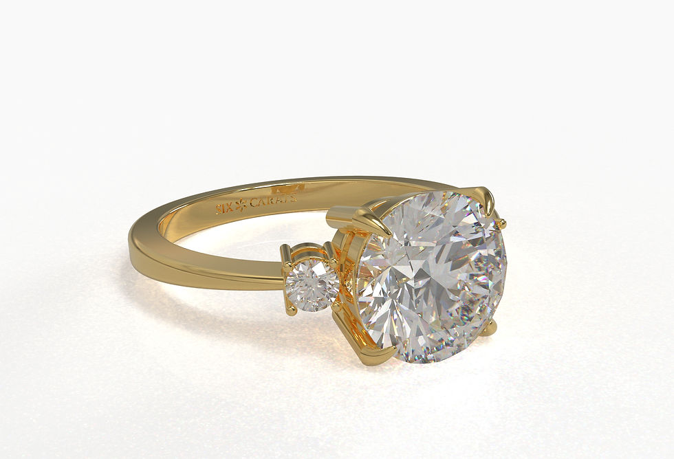 Thumbnail: The Natalie - Round Brilliant Diamond Cut with Side Stones Ring