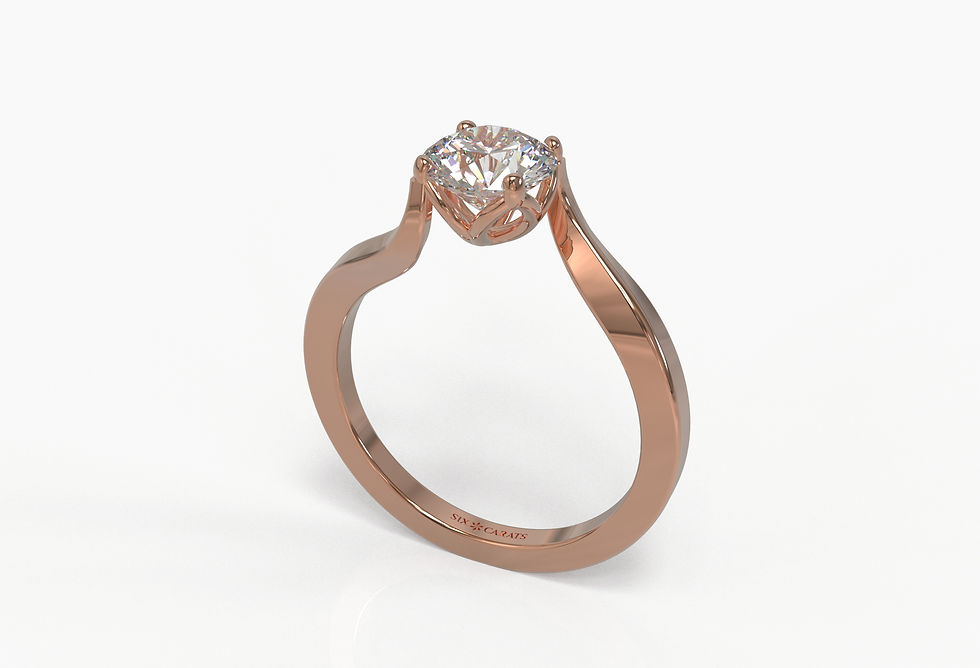 Thumbnail: The Poppy - Round Brilliant Solitaire Ring with a twist