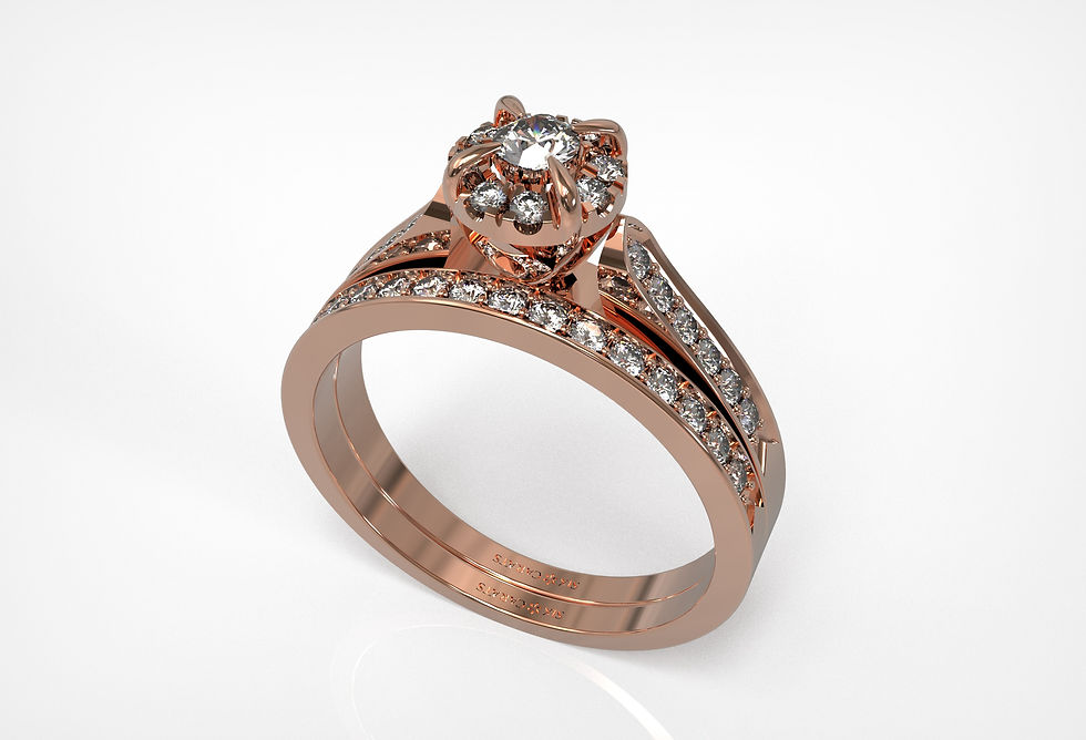Thumbnail: The Renee - Round Brilliant Cut Diamond Ring Set