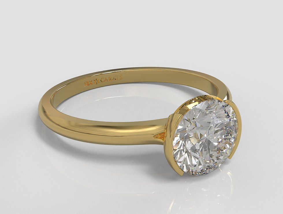 Thumbnail: The Mia - Half Bezel Round Brilliant Cut Diamond Ring