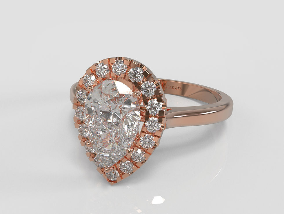 Thumbnail: The Elle - Pear Cut Diamond Ring with Halo