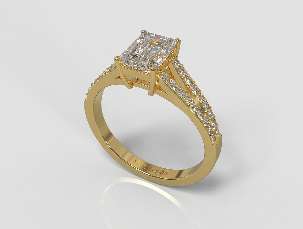Thumbnail: The Zara - Emerald Cut Diamond with Split Shank