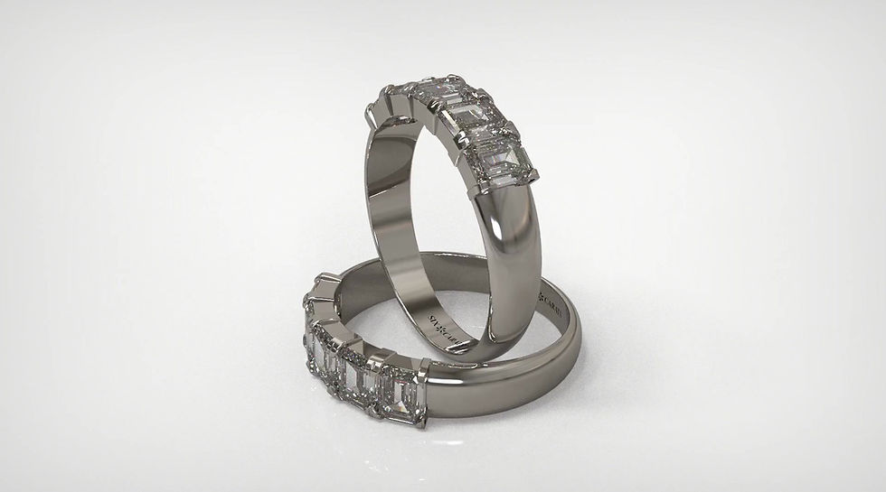 Thumbnail: The Isla - Five Stone Diamond Emerald Cut Anniversary Band