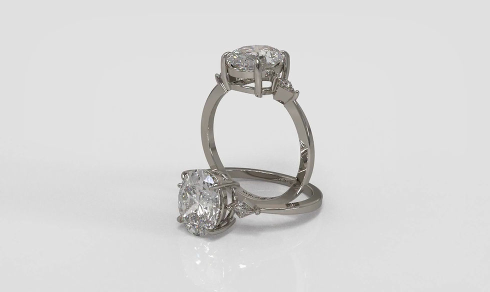 Thumbnail: The Eva - Oval Cut Diamond with side Kite Diamonds