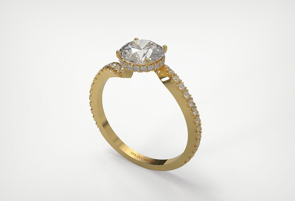 Thumbnail: The Iris - Round brilliant diamond Ring with twist and accents