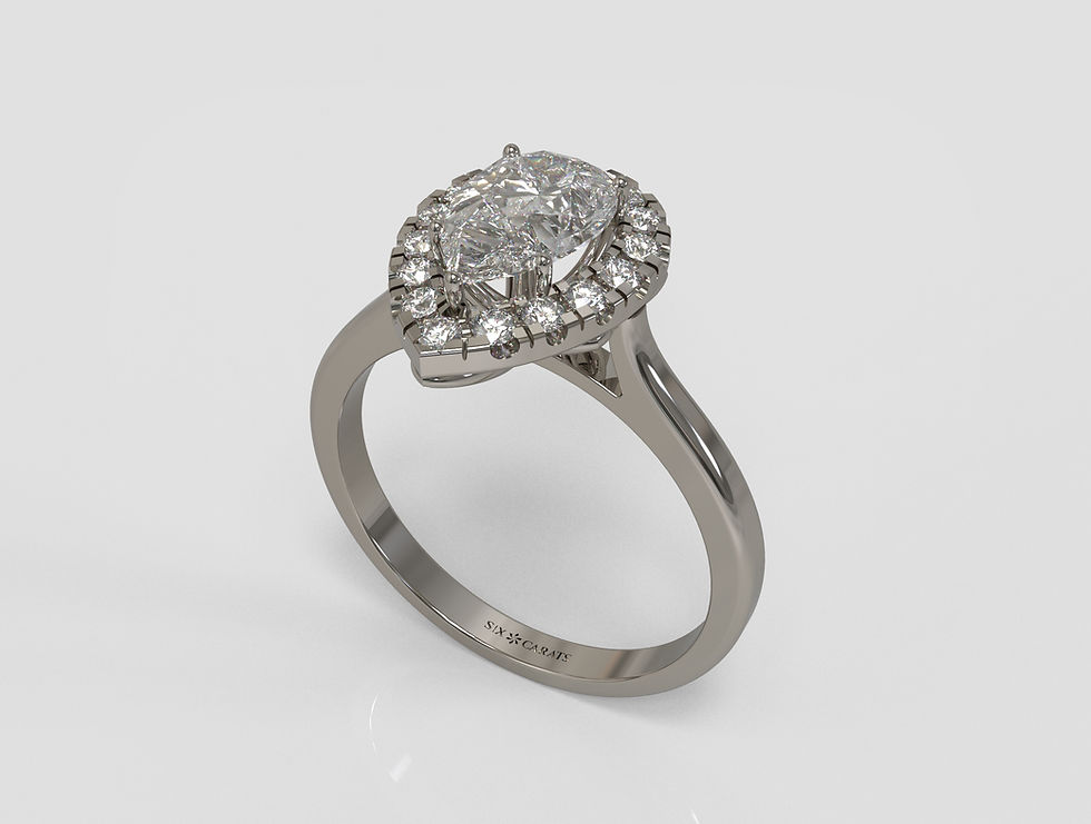 Thumbnail: The Elle - Pear Cut Diamond Ring with Halo