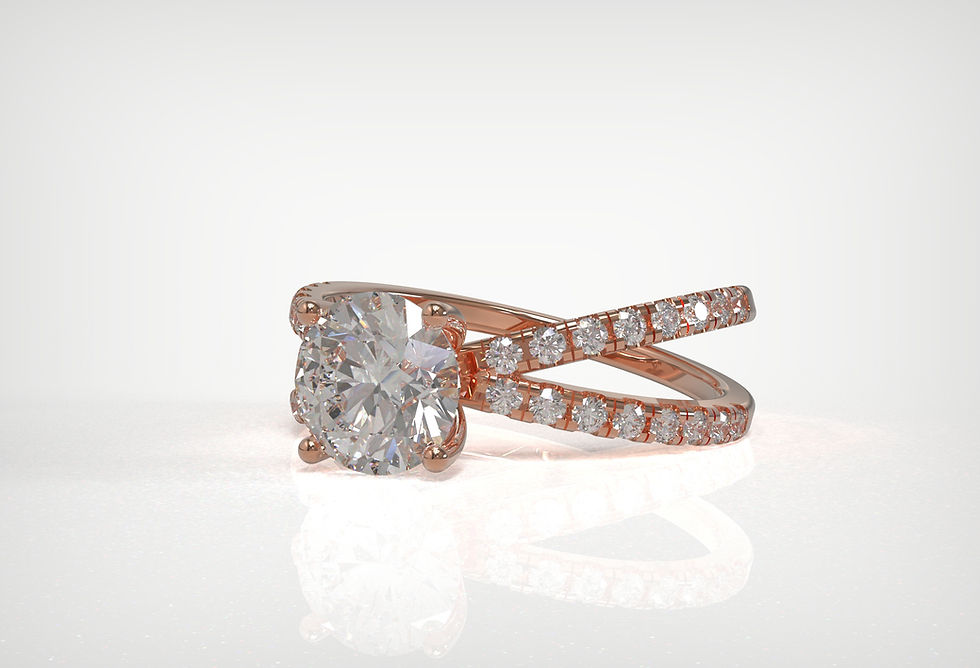 Thumbnail: The Layla - Round Brilliant cut Diamond ring with cross over split shank