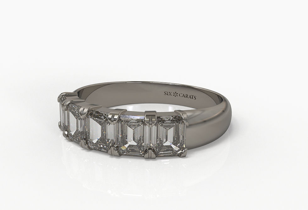 Thumbnail: The Isla - Five Stone Diamond Emerald Cut Anniversary Band
