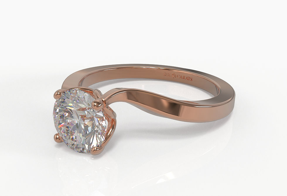 Thumbnail: The Poppy - Round Brilliant Solitaire Ring with a twist