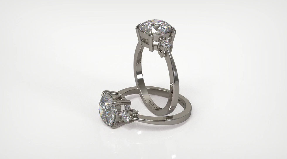 Thumbnail: The Natalie - Round Brilliant Diamond Cut with Side Stones Ring