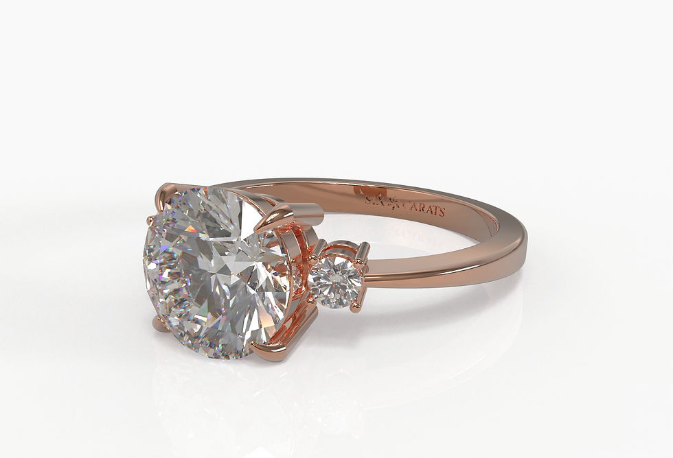 Thumbnail: The Natalie - Round Brilliant Diamond Cut with Side Stones Ring