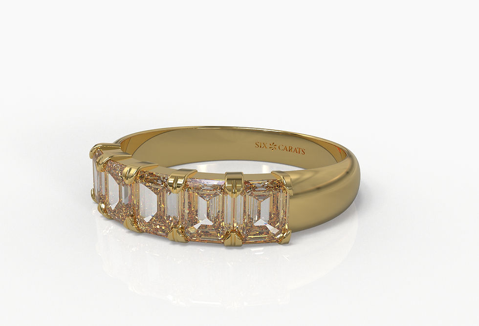 Thumbnail: The Isla - Five Stone Diamond Emerald Cut Anniversary Band