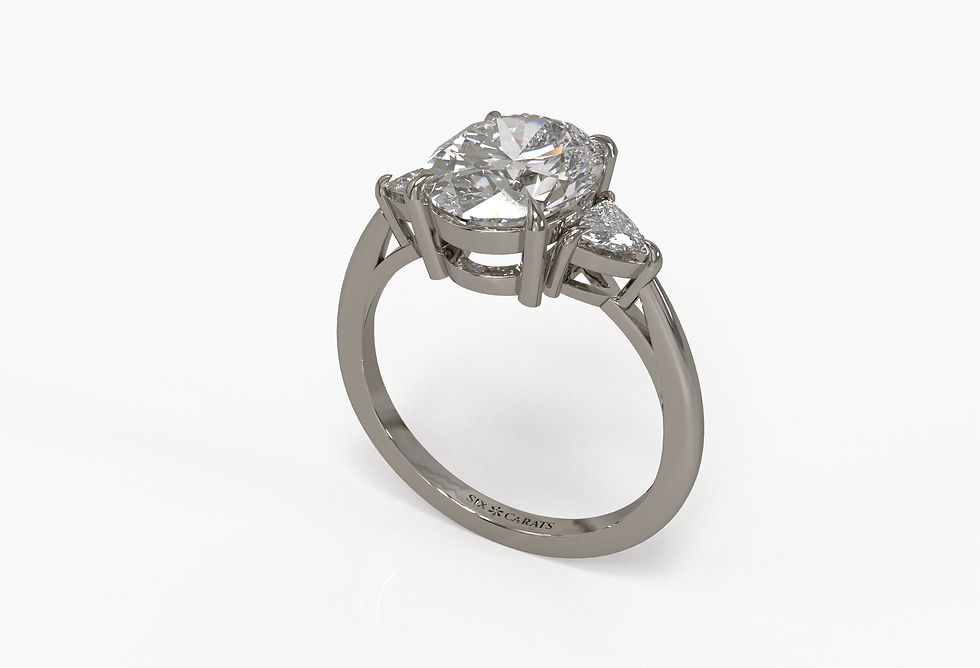 Thumbnail: The Chloe - Oval Cut Solitaire with Pear Cut Side Diamonds