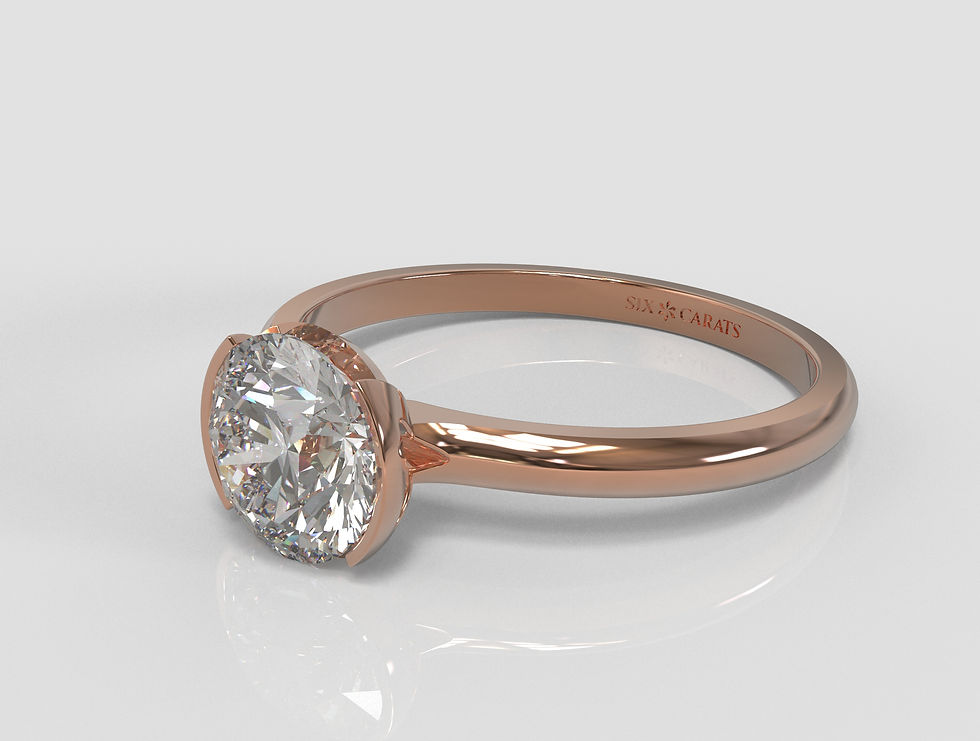 Thumbnail: The Mia - Half Bezel Round Brilliant Cut Diamond Ring