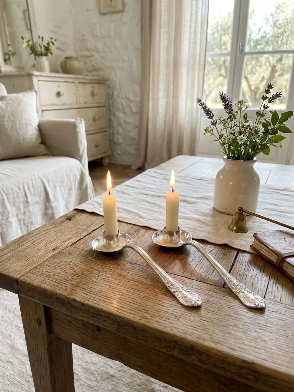 Küçük resim: Gümüş Kaplama Kaşık mumluk set