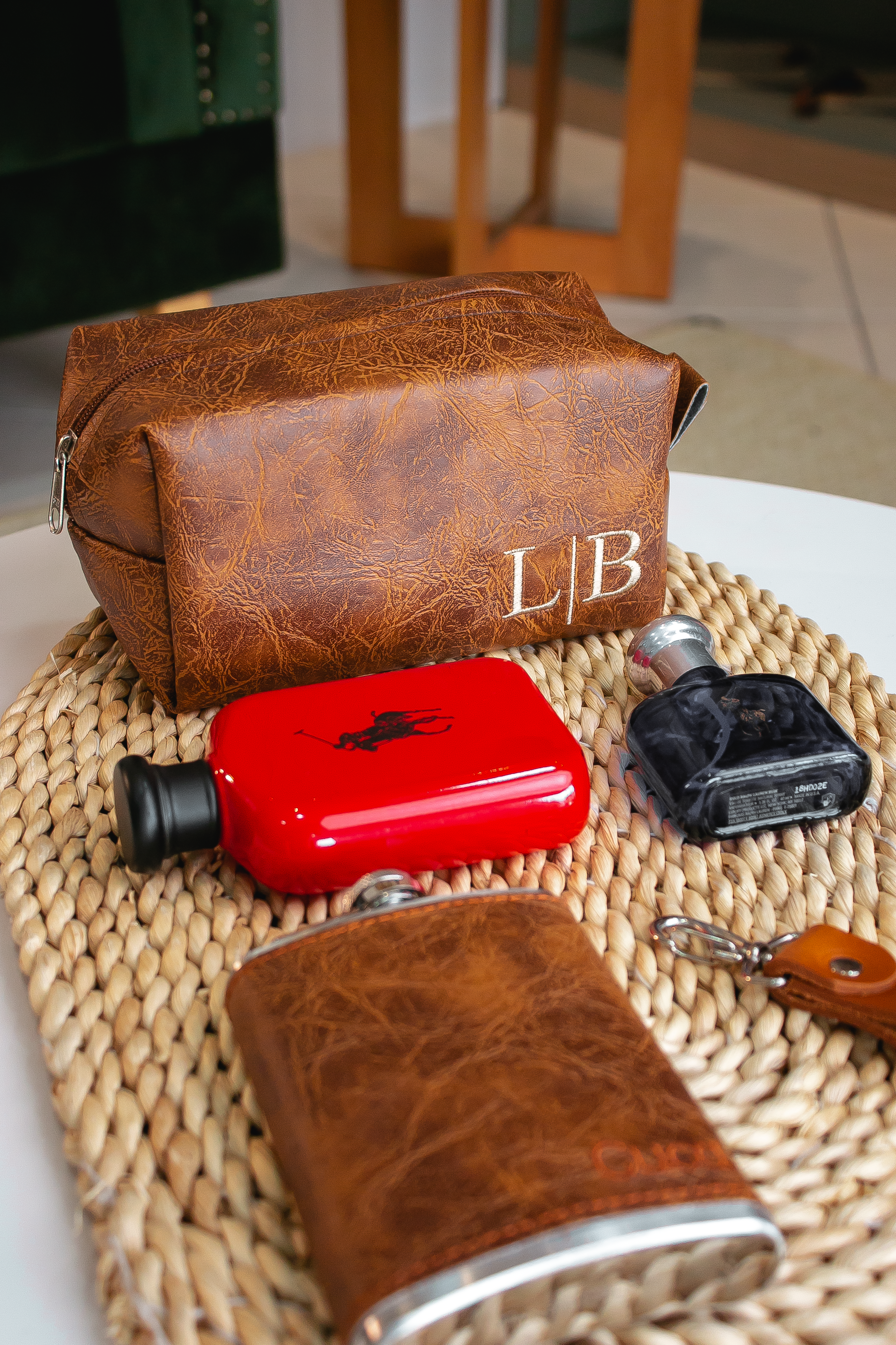 Kit Padrinho Luxo - Necessaire + Cantil + Chaveiro
