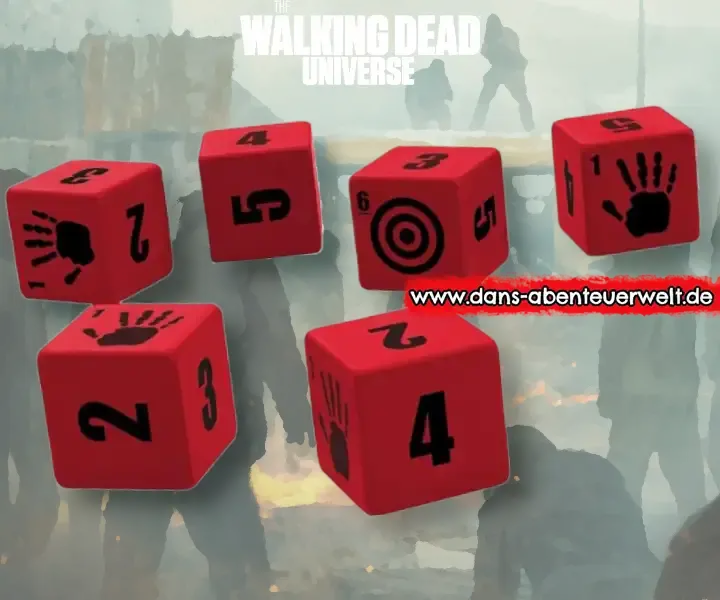 Rote Zombie W6 Würfel The Walking Dead - Stresswürfelset