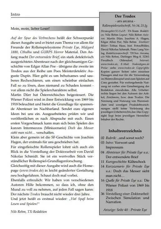Trodox 34 Inhaltsverzeichnis