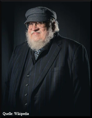 Foto von George R.R. Martin mit Mütze