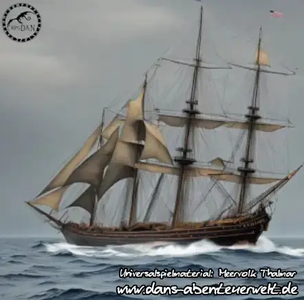 Ein Seegelschiff aus Holz auf dem Meer