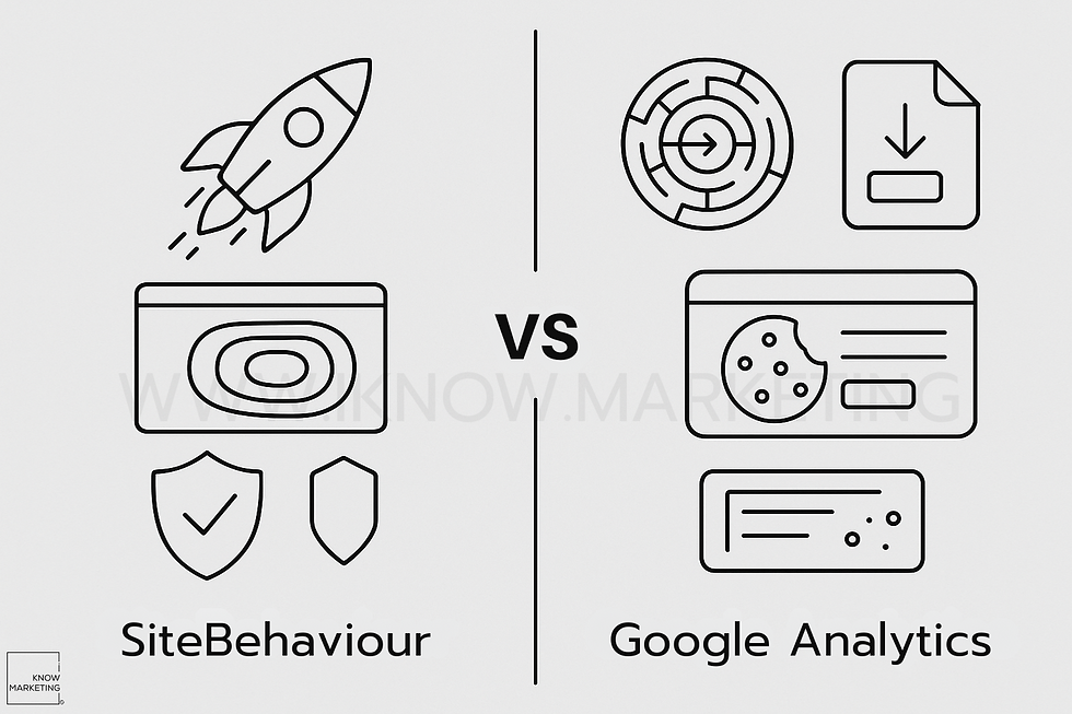 Infographic-style illustration comparing lightweight analytics versus Google Analytics features.