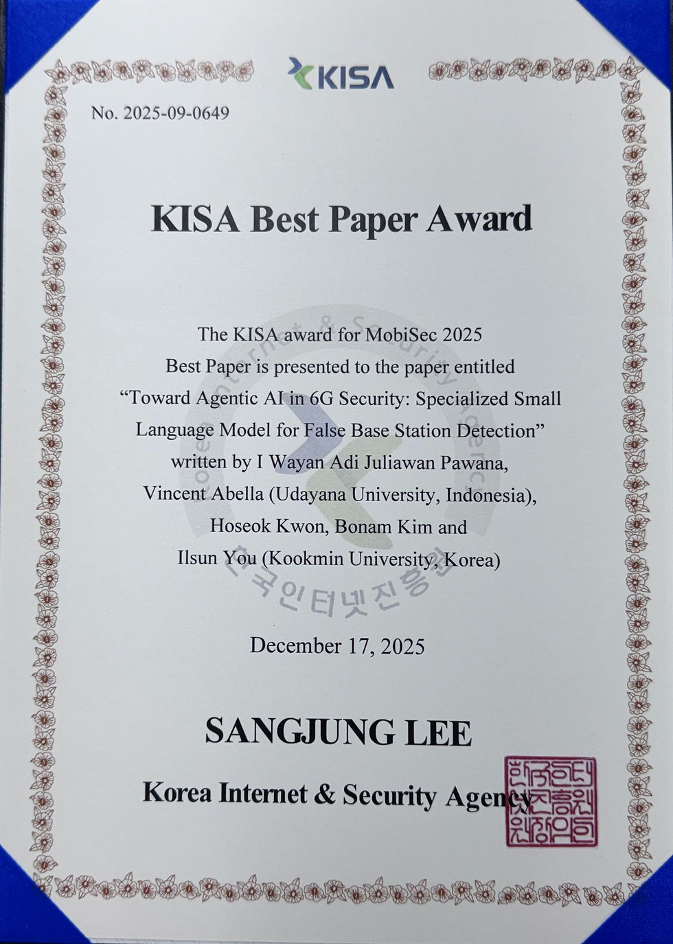 mobisec25_KISA Best Paper_아디