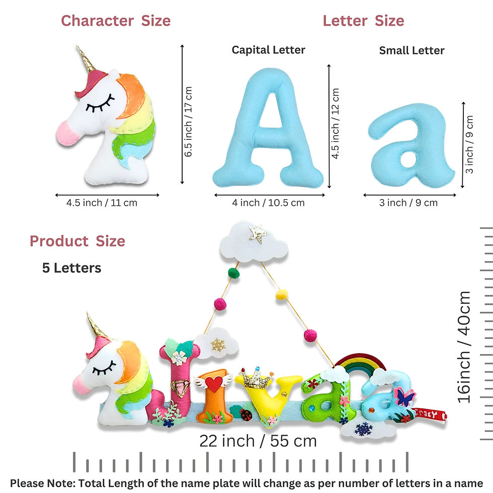 Thumbnail: Custom baby girl unicorn name plate handmade wall hanging