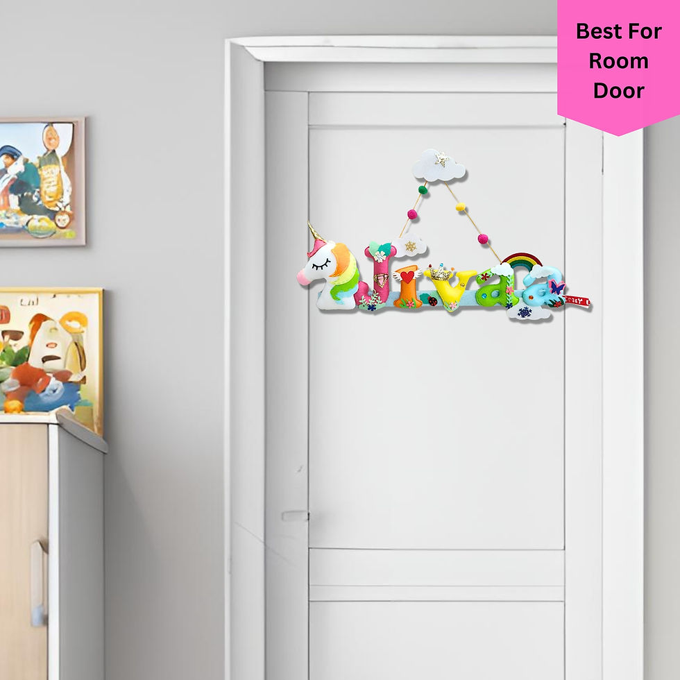 Thumbnail: Handmade kids name wall decor unicorn theme birthday gift idea