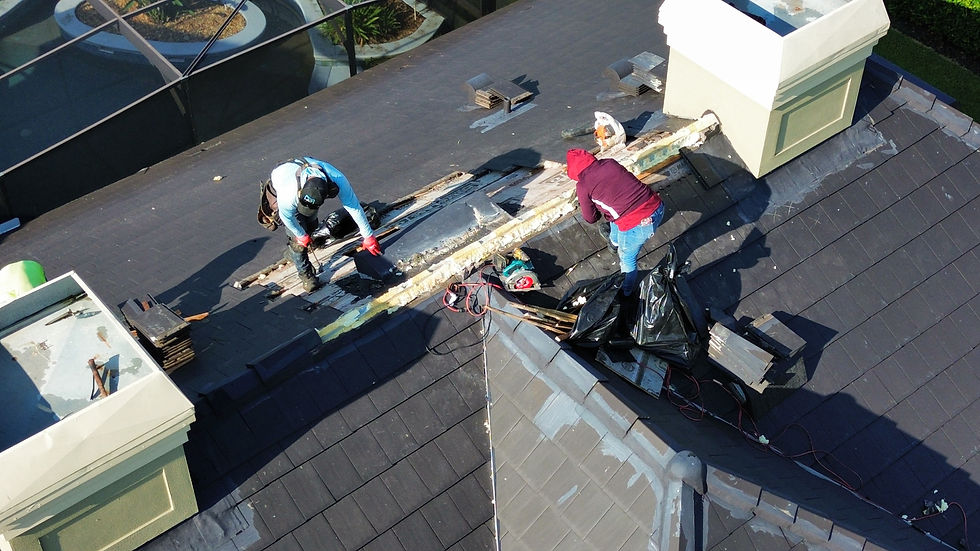 Tile Roof Repair in Progress
