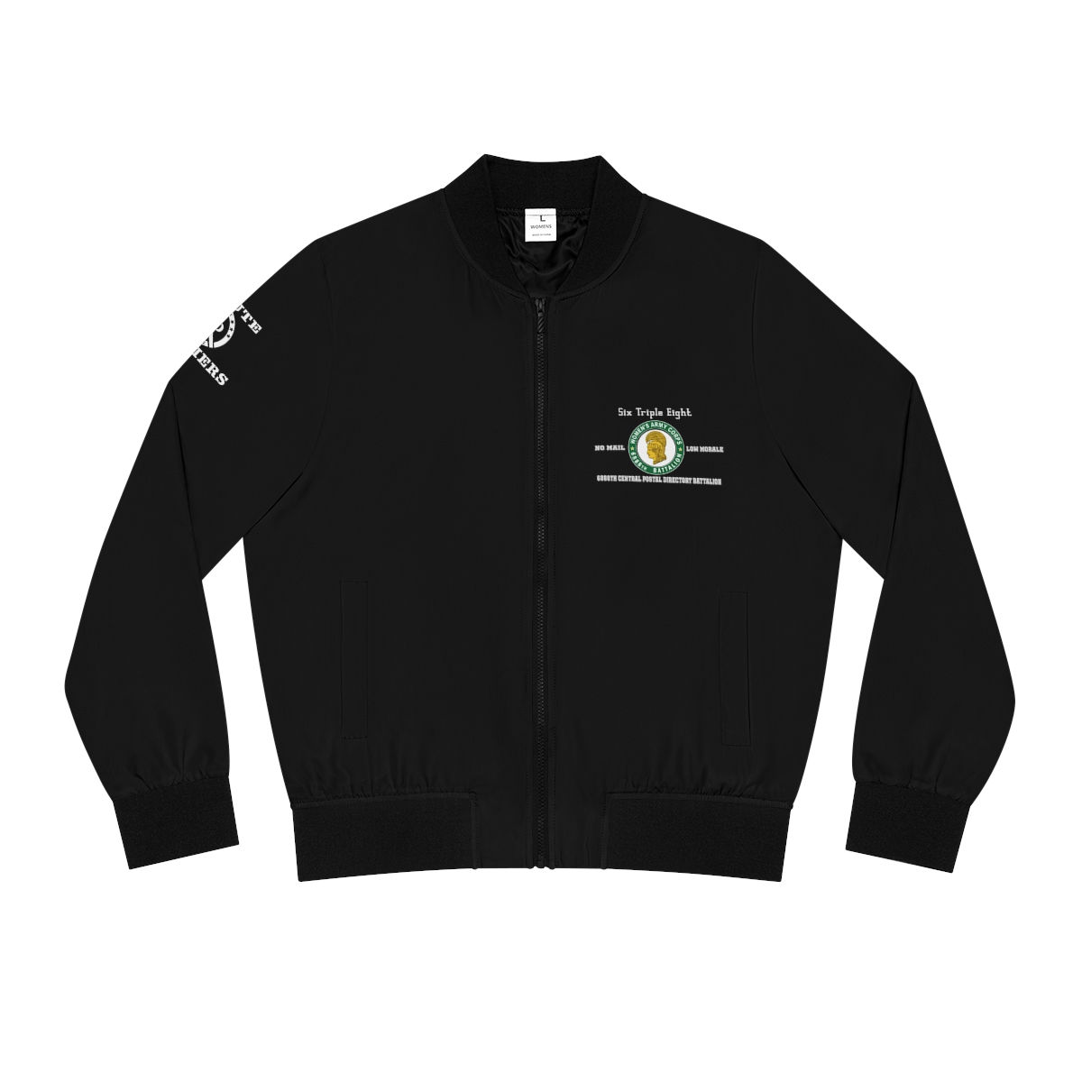 SALUTE TO SOULDIERS 6888 Women's Bomber Jacket BLACK (AOP)