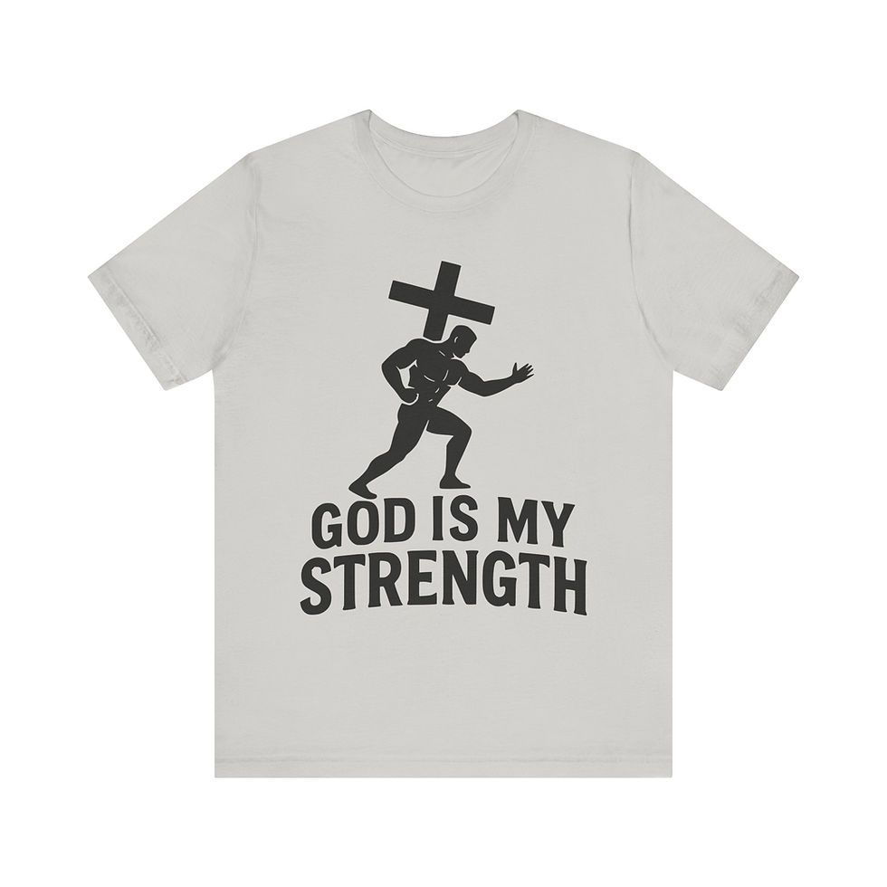 Thumbnail: God Is My Strength Christian T-Shirt, Faith Inspirational Bible Verse Tee