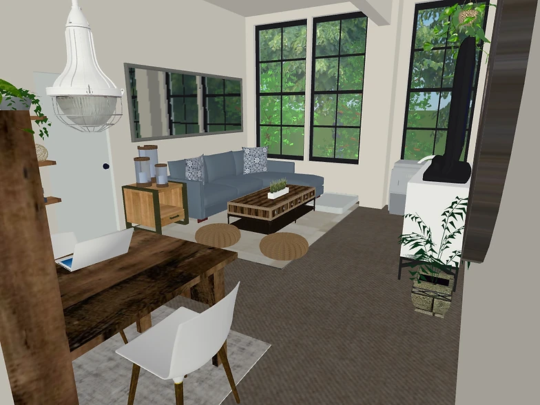 Blue In Living Room Feng Shui 3d interior design rendering