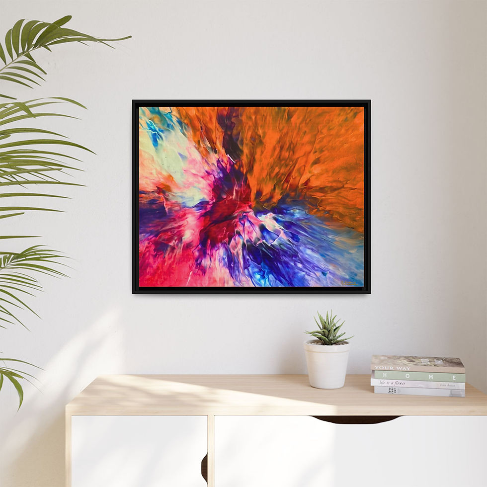 Thumbnail: Cosmic Bloom contemporary abstract wall art print on a bright interior wall