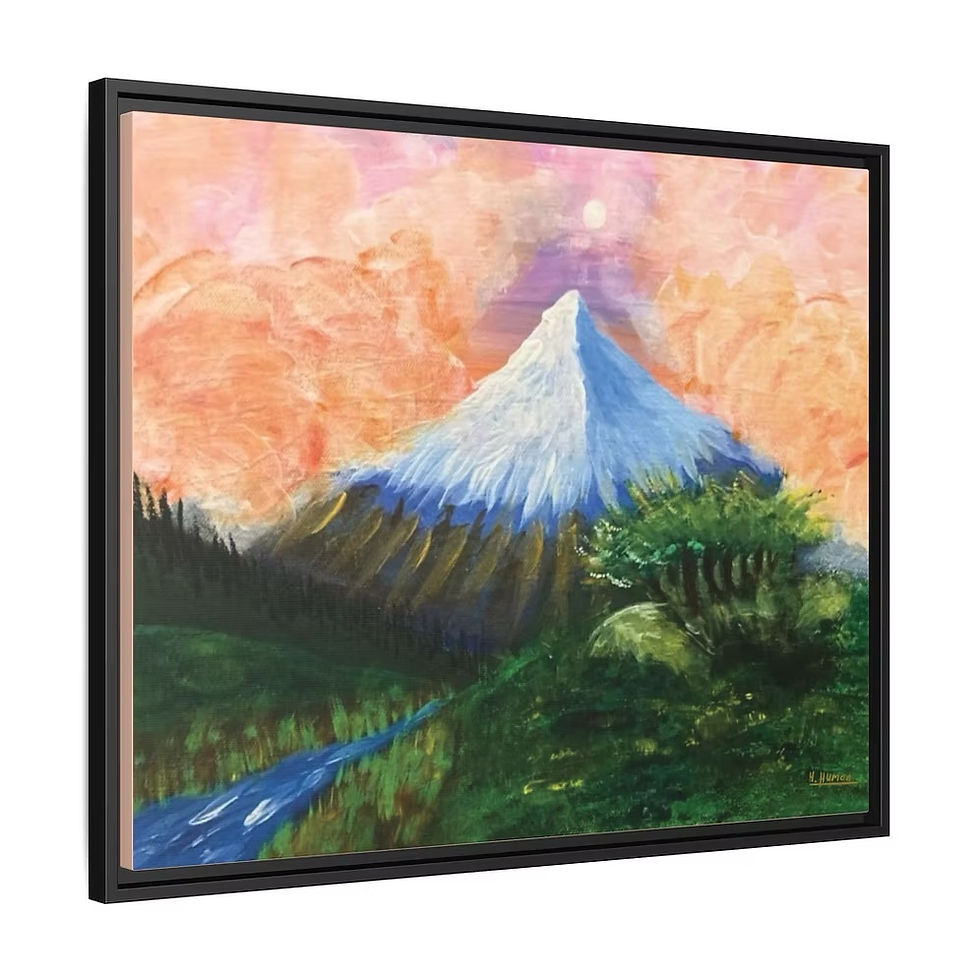 Thumbnail: Side profile of Beauty of Nature original framed acrylic painting