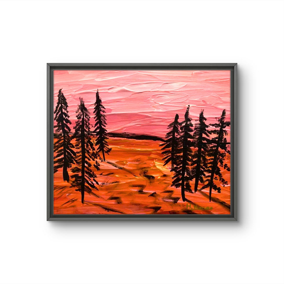 Country Sunset original acrylic landscape painting with warm sunset countryside tones