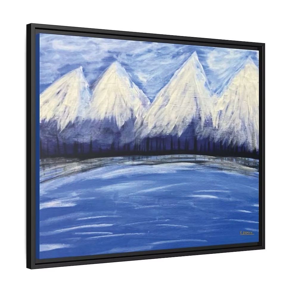 Thumbnail: Side profile of Blizzard original framed acrylic landscape artwork