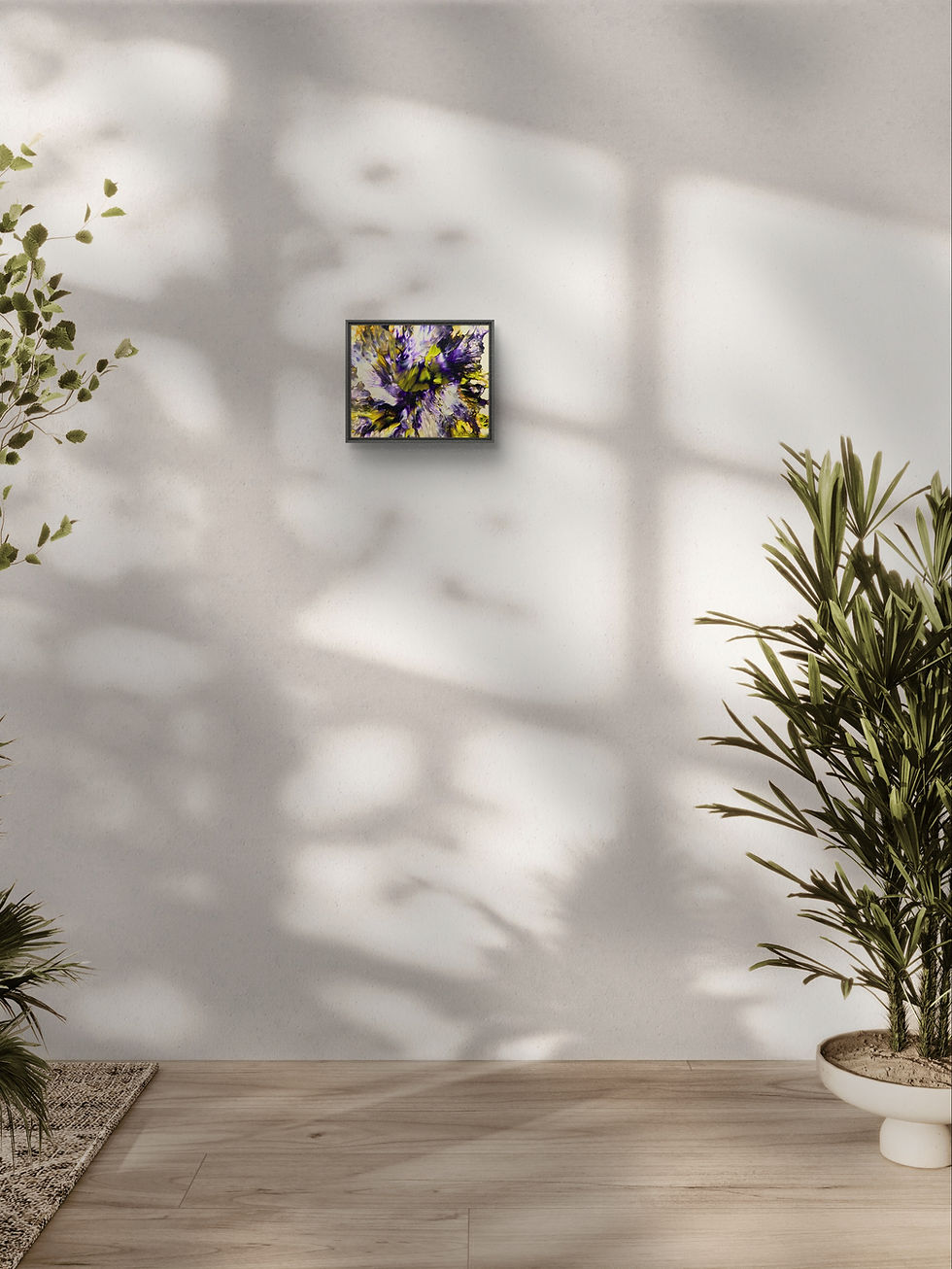 Thumbnail: Original abstract acrylic painting “ Passion Fruit Flower” by Hanz Human, expressive contemporary artwork in sunroom