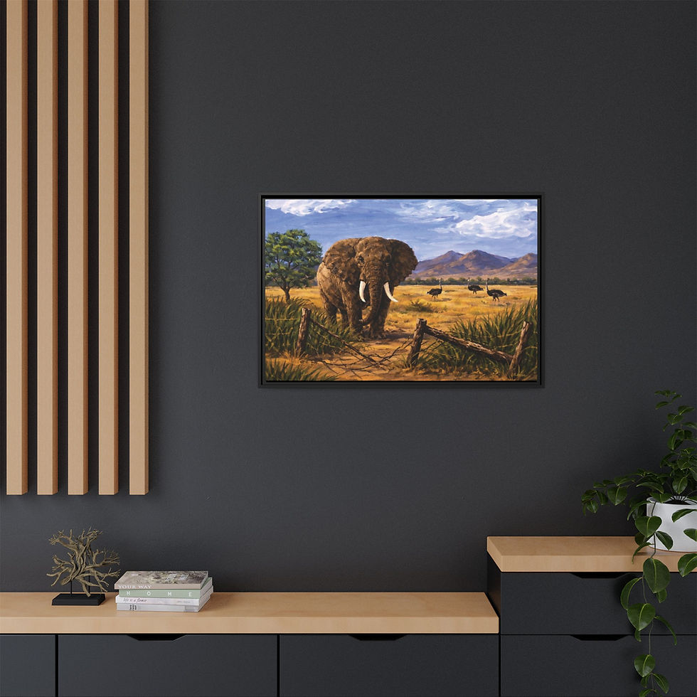 Thumbnail: Freedom of Expression collectors print on dark wall – bold wildlife art