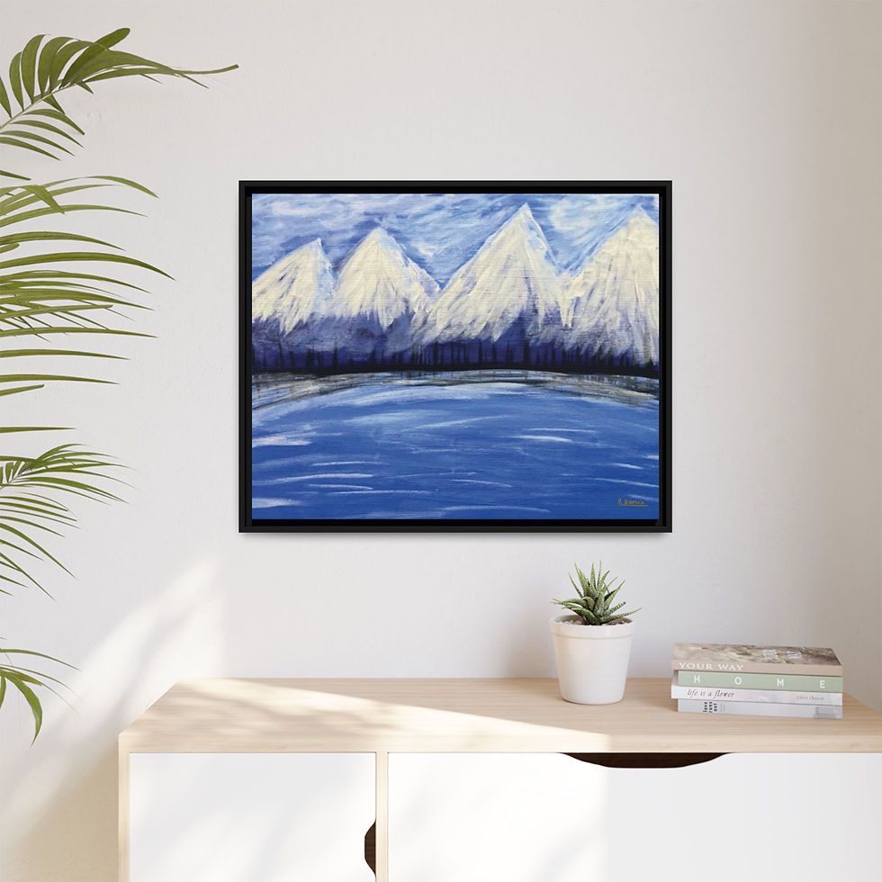 Thumbnail: Blizzard mountain landscape wall art print styled on a bright modern wall